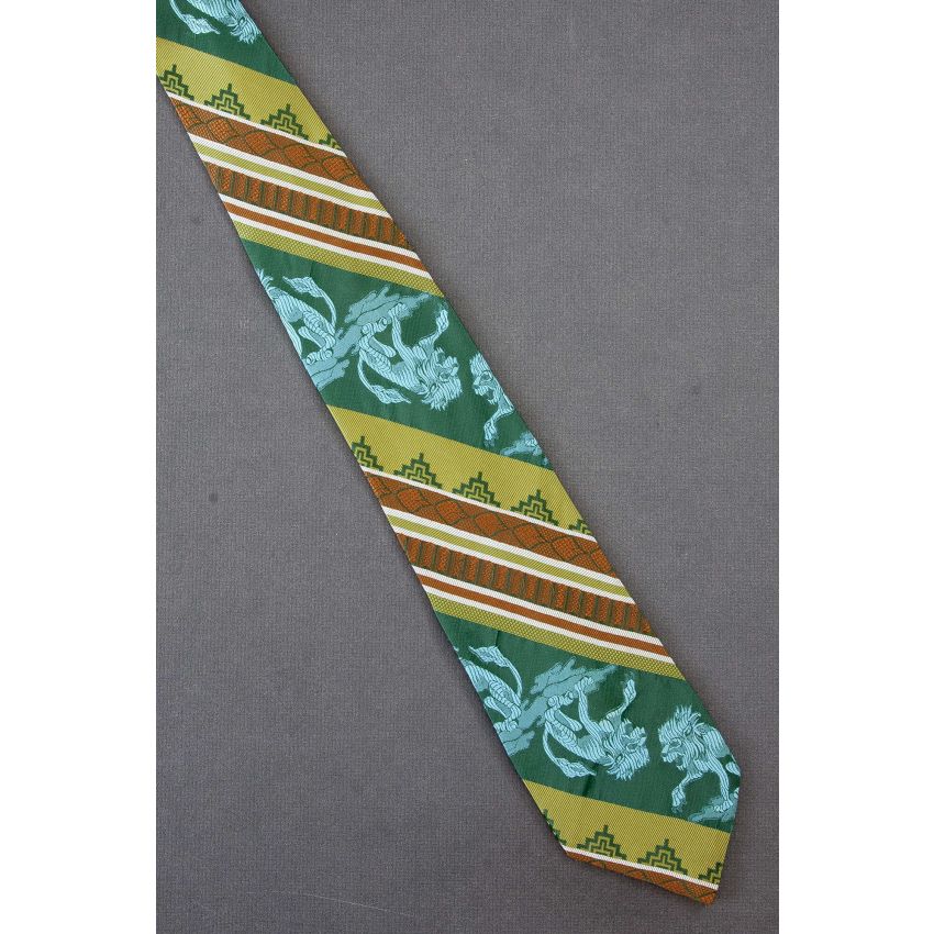 Roaring Lions Inside Stripes - 1970's Necktie