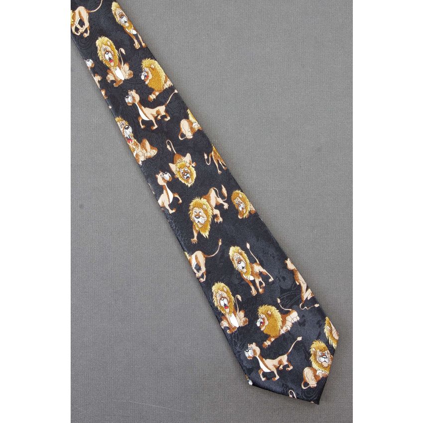 Cartoon-Like Lion & Lioness - Black Necktie