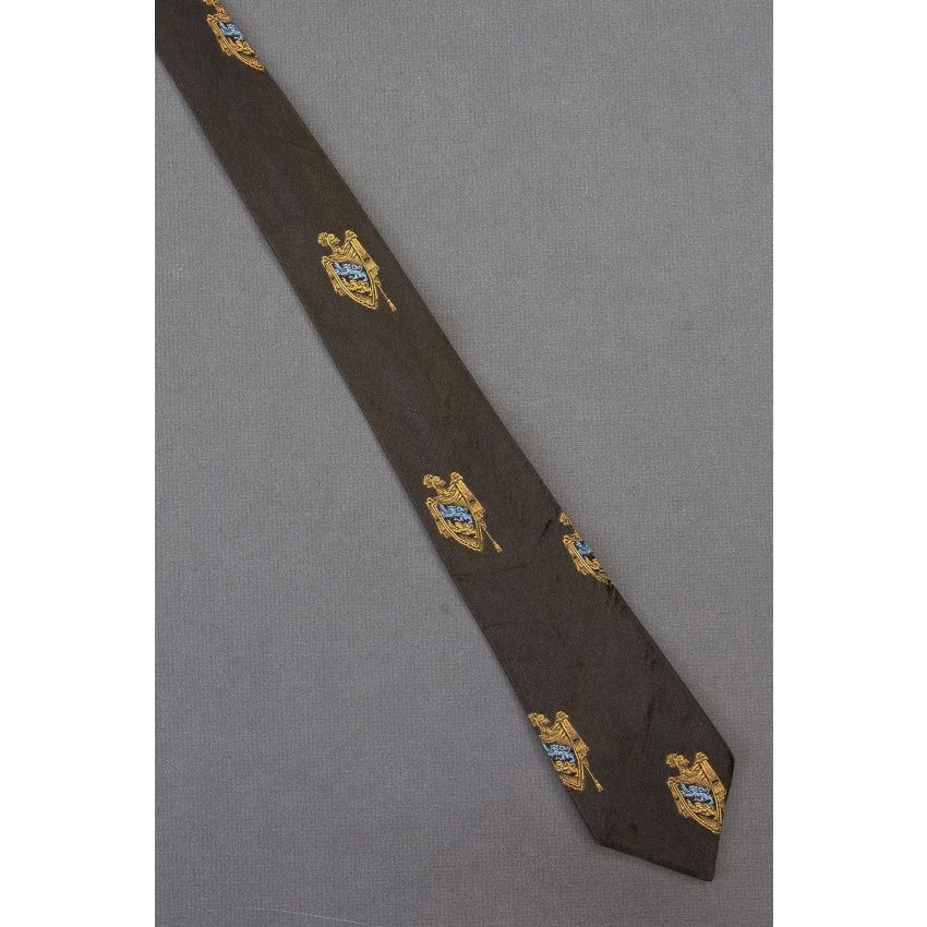 Blue Lion Inside Crest - Elaborate Skinny Necktie
