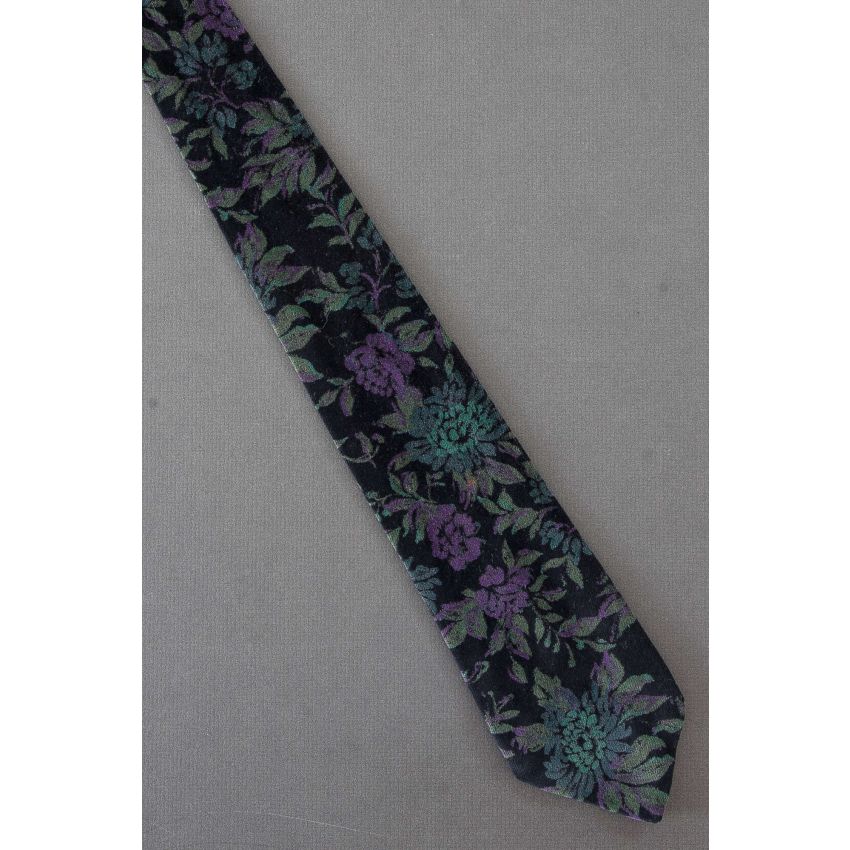 Purple & Teal Flowers - Cotton Velour Necktie