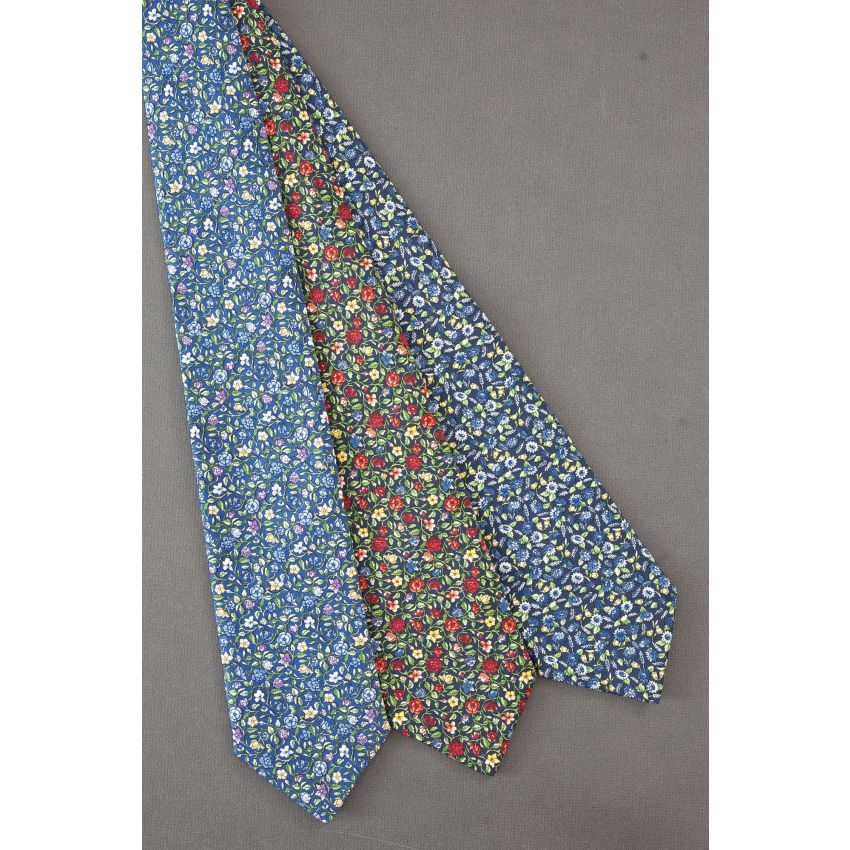3 For $25 - Tiny Flowers On Navy & Blue Neckties