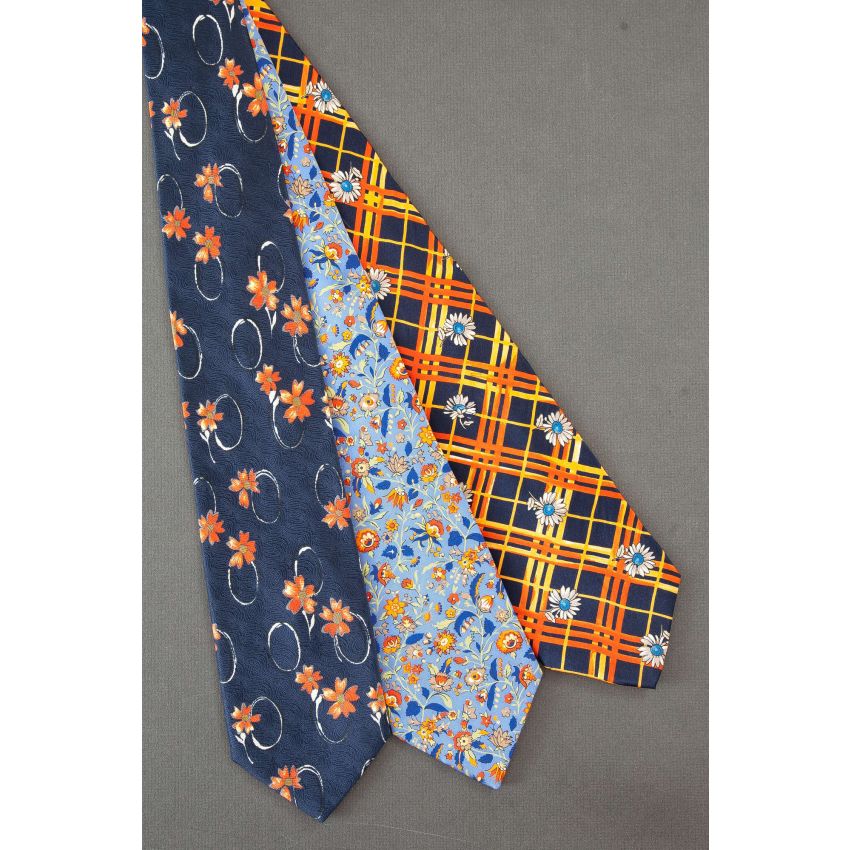 3 For $25 - Orange, Blue & Navy Floral Neckties