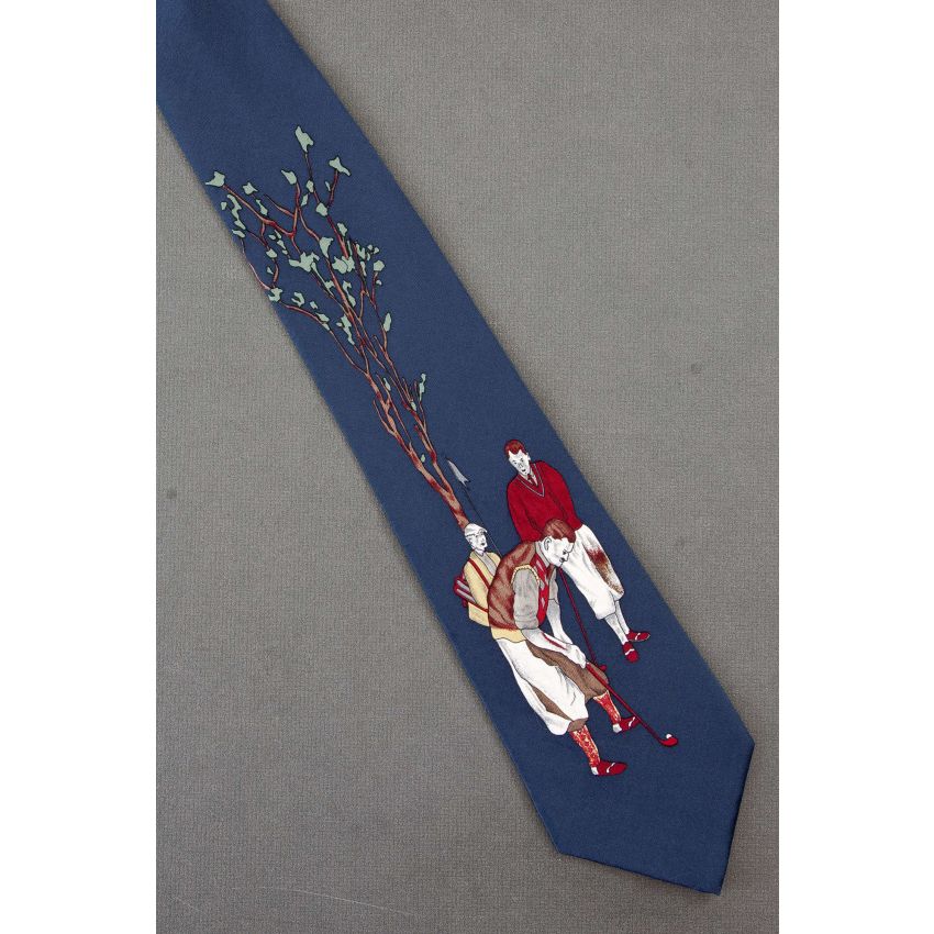 Golfing Threesome - Extra Long Silk Necktie