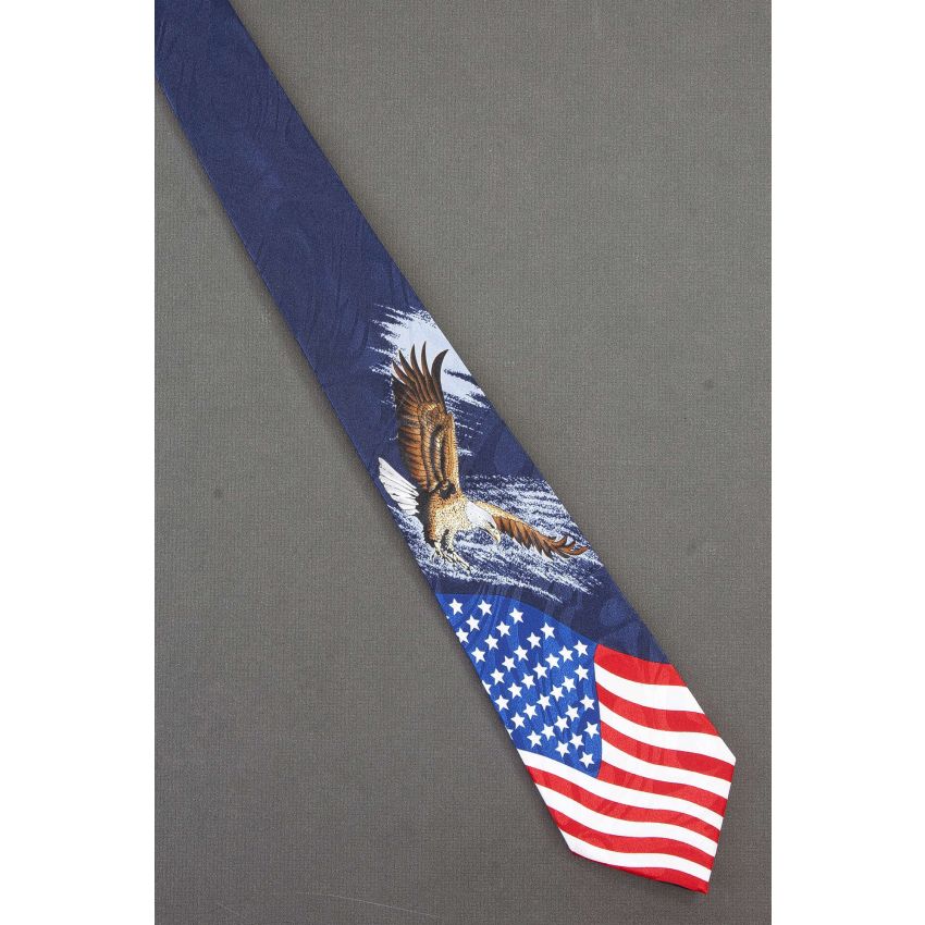Bald Eagle Flies Over U.S. Flag - Patriotic Tie