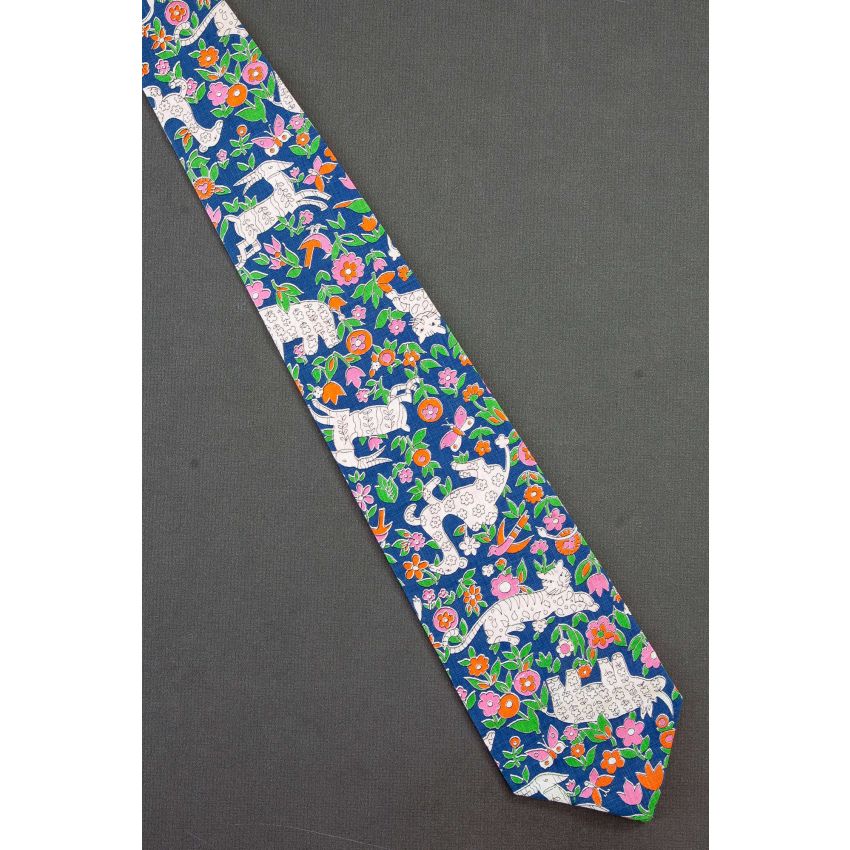 African Animals & Birds Among Flowers - Necktie