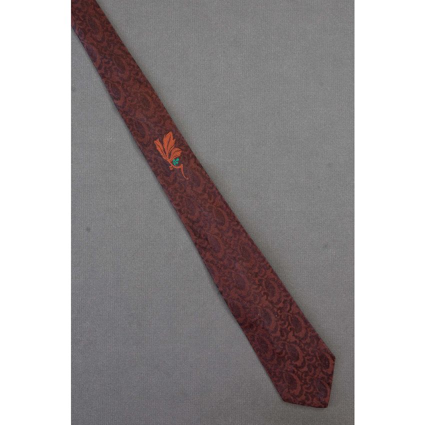 Leaves & Berries - 1950s Skinny Brown Necktie