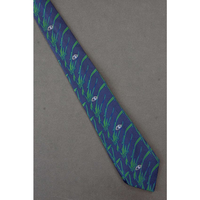 Watchful Eyes Hide In Shrub - Blue Silk Necktie