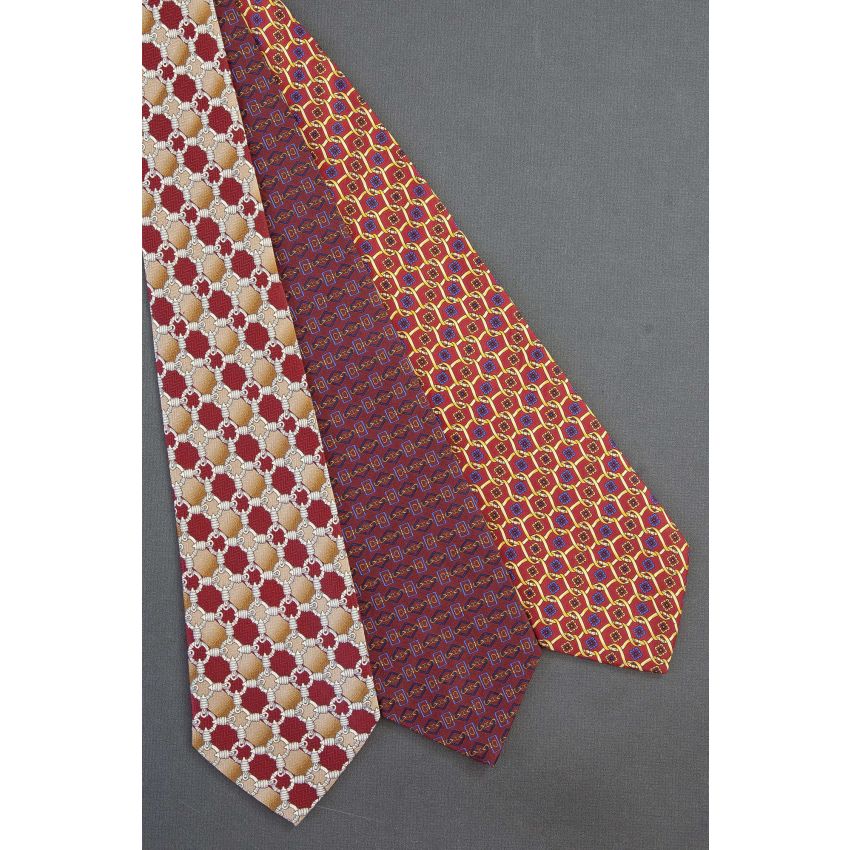 3 For $25 - Red & Gold Chain Pattern Neckties