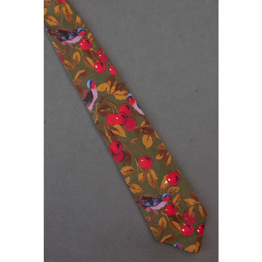 Birds Eat Red Cherries From Tree - Necktie