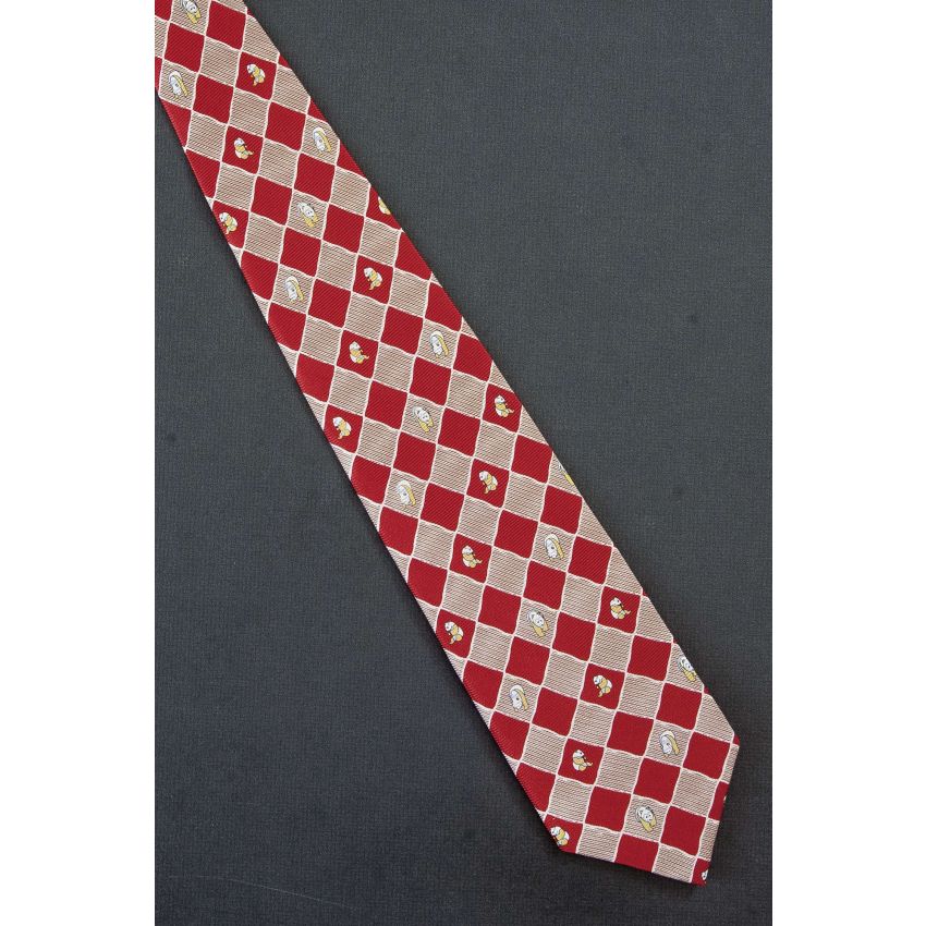 Panda Bear - Red Silk Check Pattern Necktie