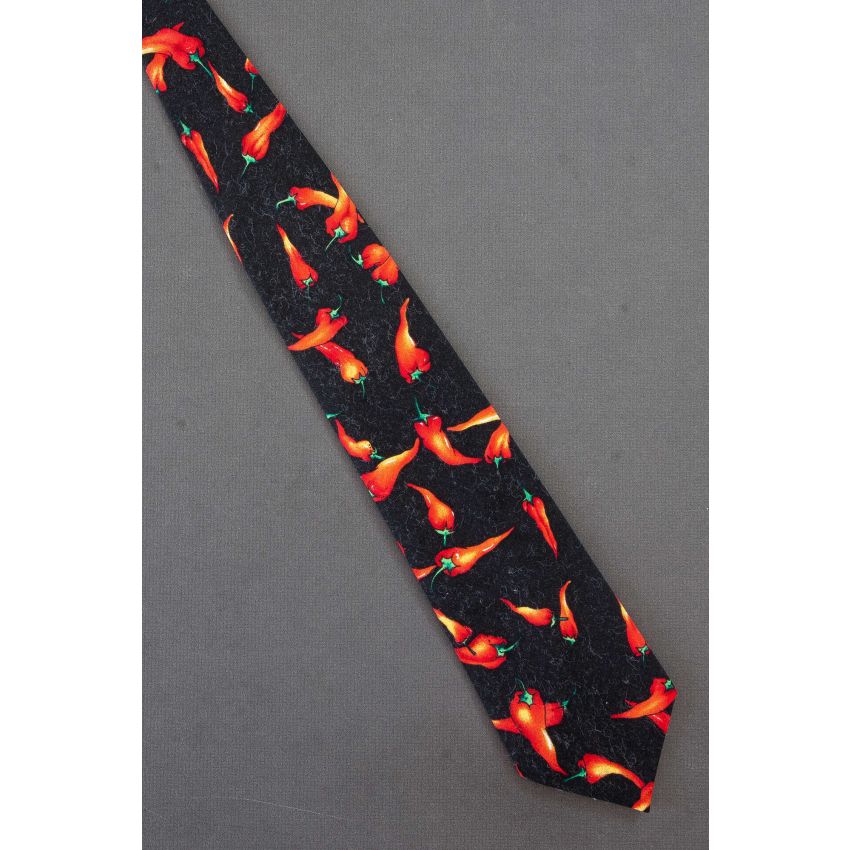 Red Hot Peppers - Black Cotton Ralph Marlin Tie