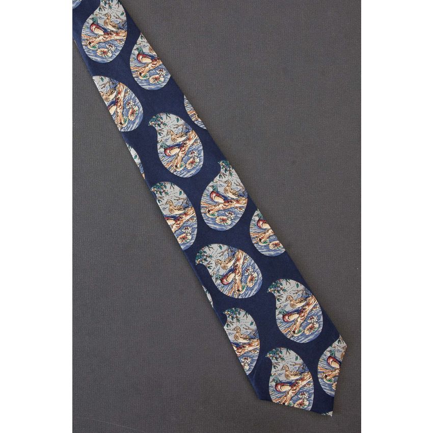 Paisley Contains Scene of Two Ducks - Necktie