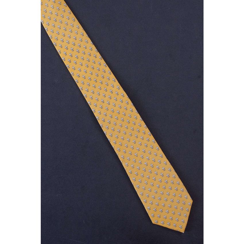 Fleur-de-Lis Allover - Mens Yellow Silk Necktie