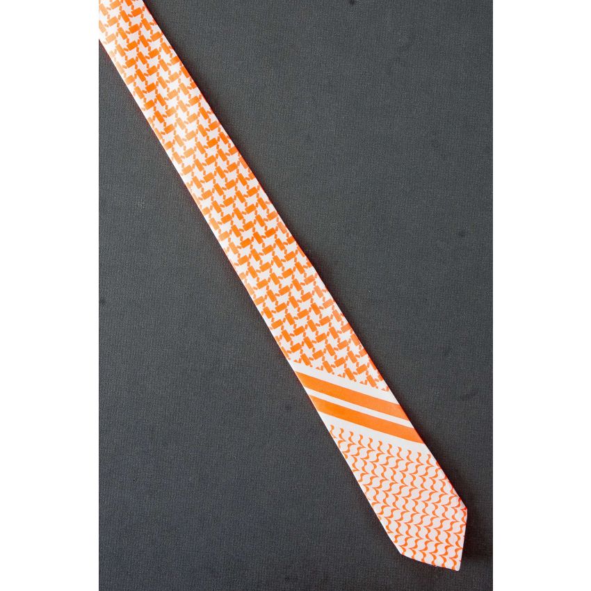 Two Designs Separated by Stripes - Skinny Tie
