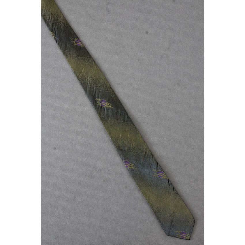 Purple Invades This 80's Skinny Green Stripe Tie