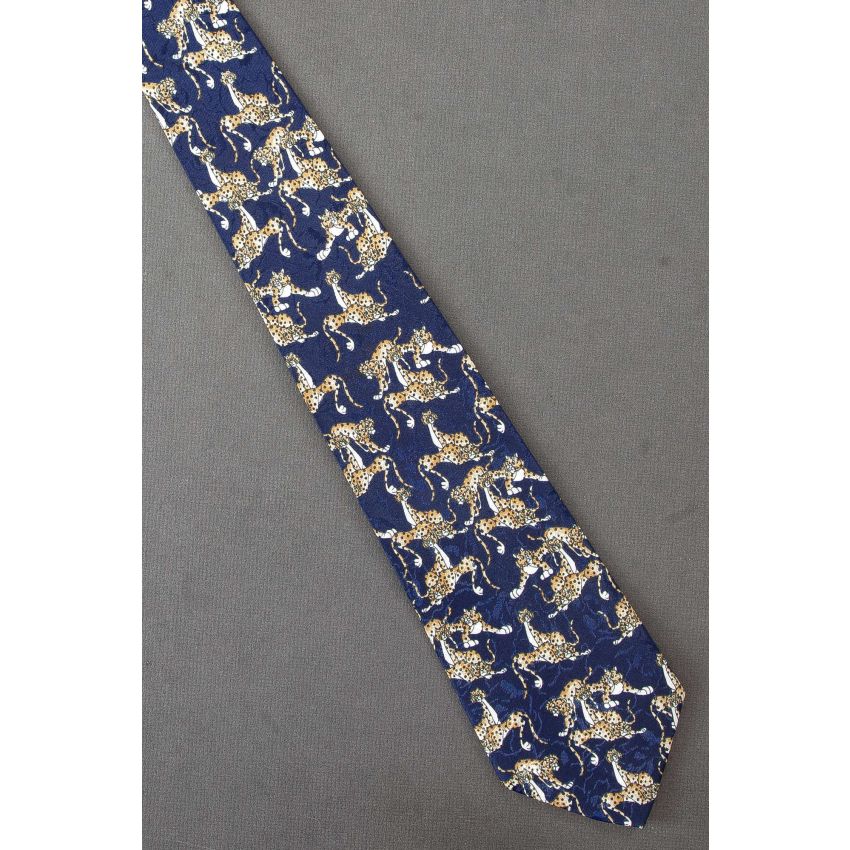 A Coalition of Cheetahs - Navy Blue Cat Necktie