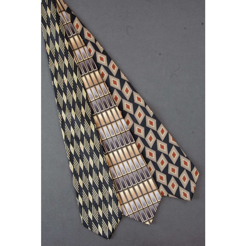 3 For $25 - Extra Long Black Geometric Ties