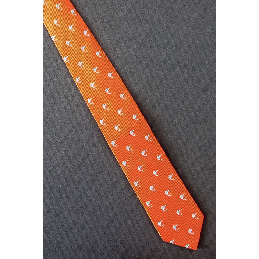 Marlin Allover - Skinny Orange Silk Necktie