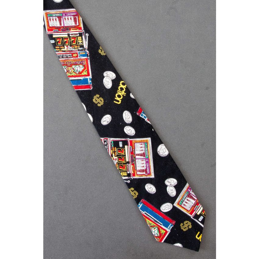 Slot Machine Action - Black Gaming Necktie