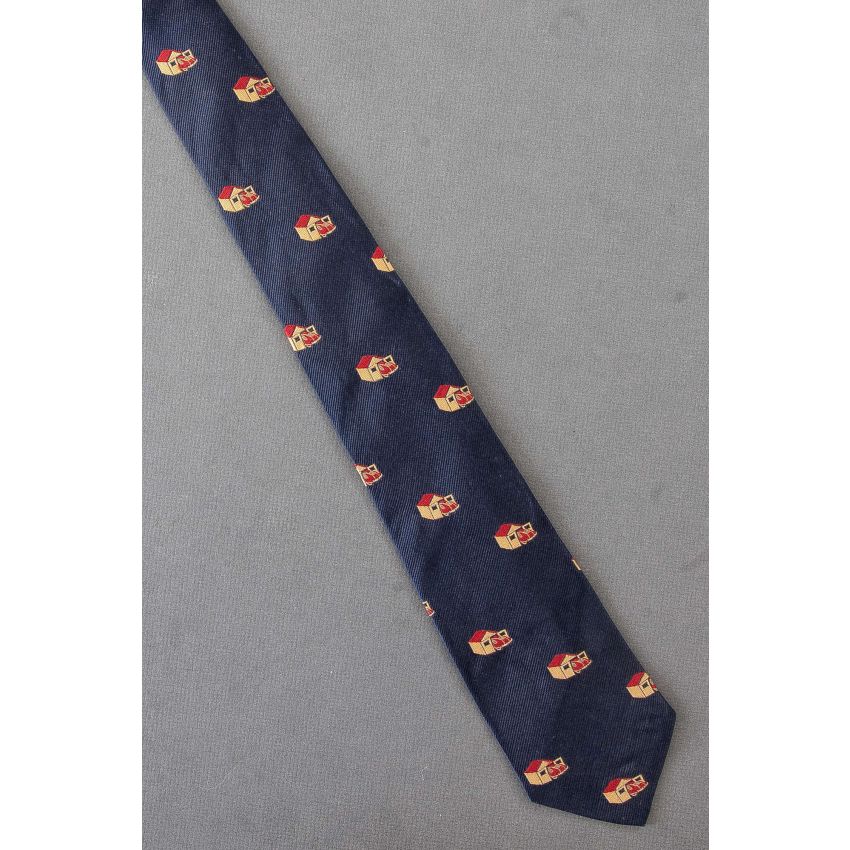 Vintage Car Enters A Garage - Navy Necktie