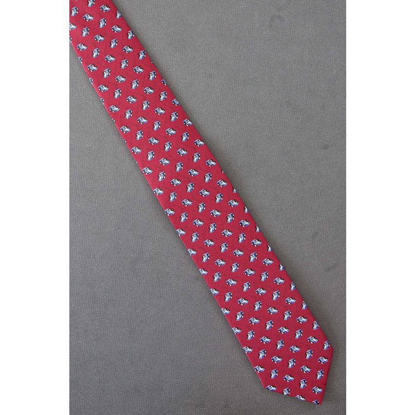Blue Race Cars Zig & Zag - Red Silk Necktie