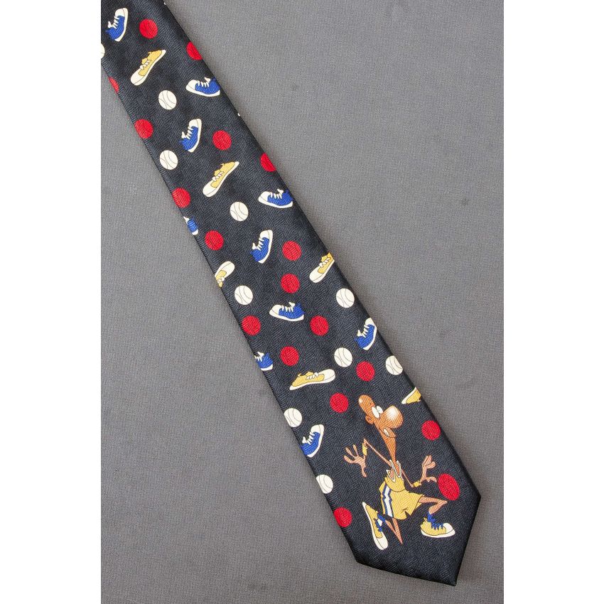 Basketball Player, Balls & Shoes - Black Necktie