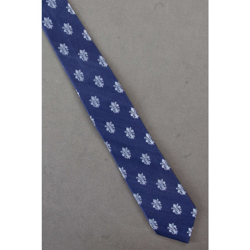 Stylized Fleur-de-Lis Allover - Blue Silk Necktie
