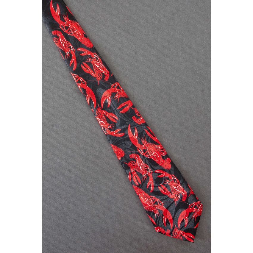 Red Pod of Lobsters - Men's Black Necktie