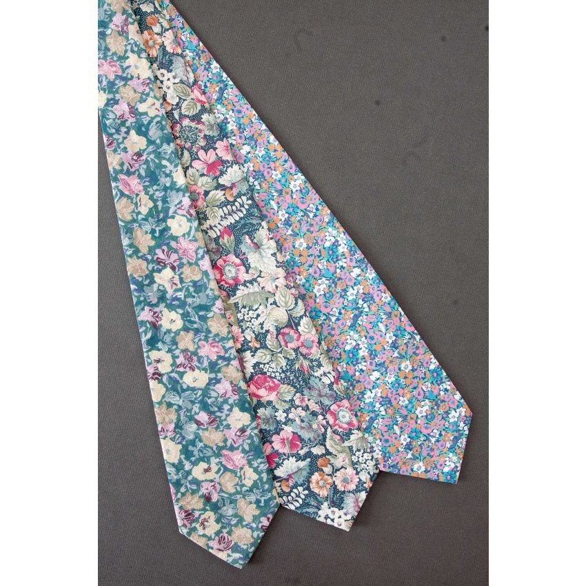 3 For $25 - Men's Green Cotton Floral Neckties