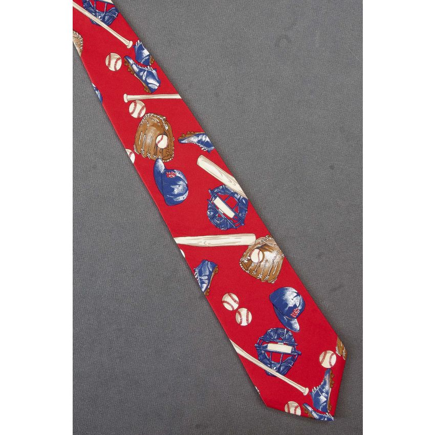 Baseball Equipment - Red Silk Van Heusen Tie