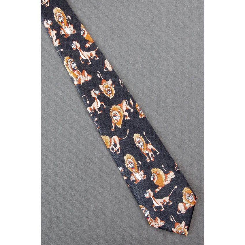 Cartoon Depictions of a Lion & Lioness - Necktie