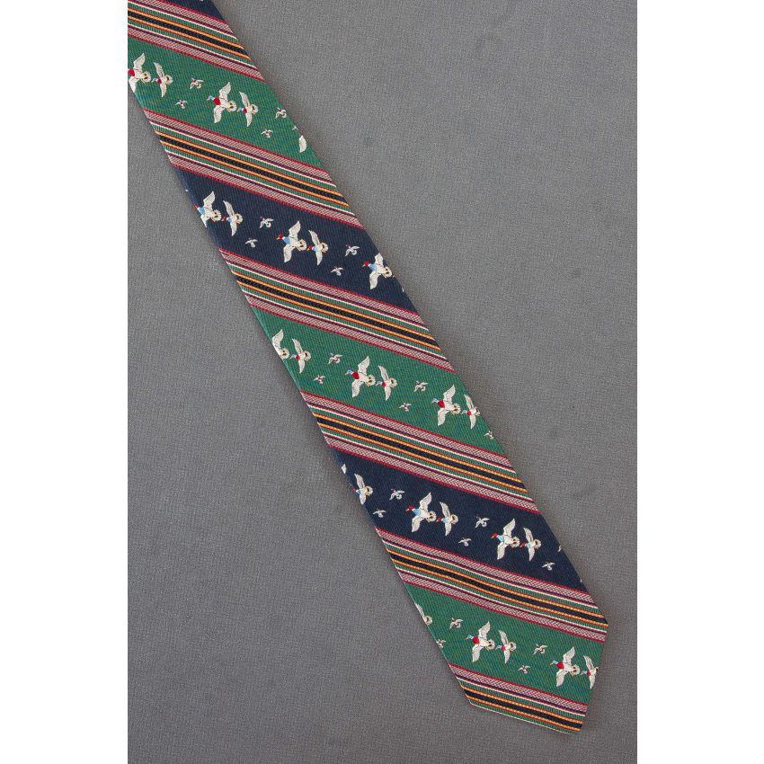 Ducks in Flight - Striped Ralph Lauren Necktie