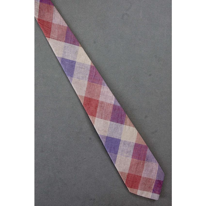 Rust, Purple & Taupe Check Patterned Necktie