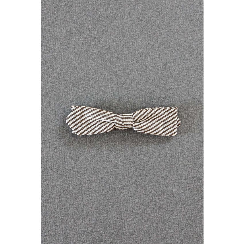 Brown Striped Pre-Tied Diamond Point Bow Tie