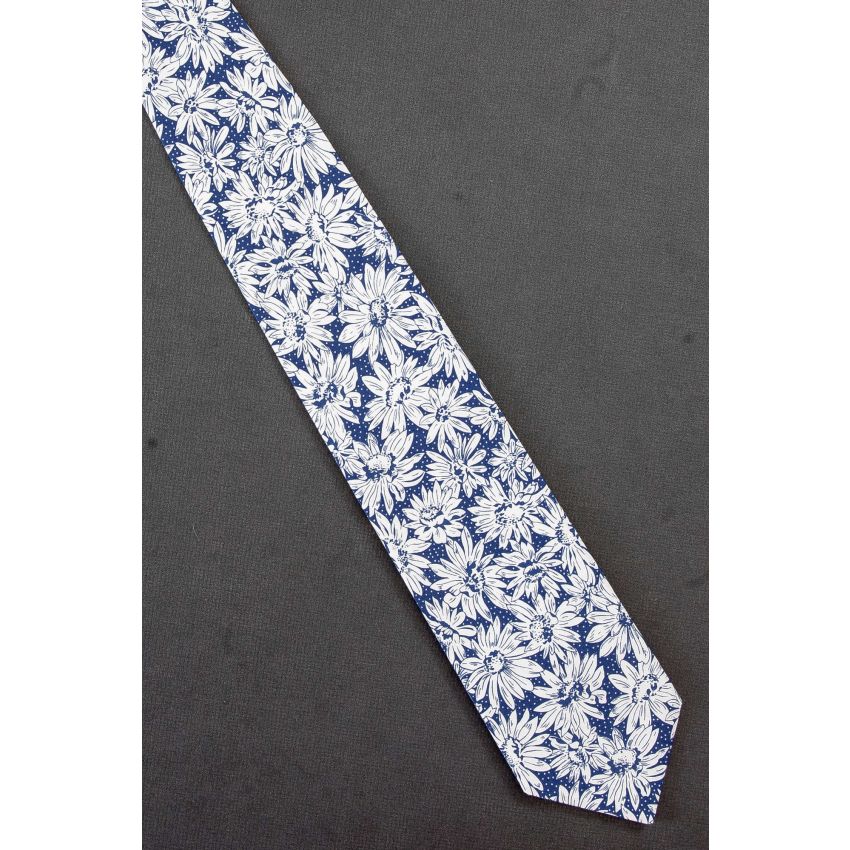 Blue & White Daisy Flowers - Cotton Necktie