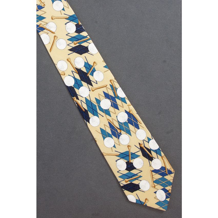 Tees & Golf Balls - Extra Long Yellow Silk Necktie