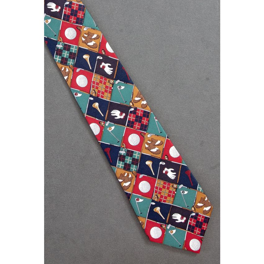 Golf Themed Check - Silk Roundtree & Yorke Tie