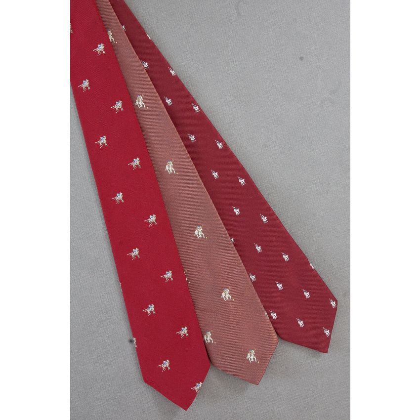 3 For $25 - Slim Red & Pink Polo Player Ties