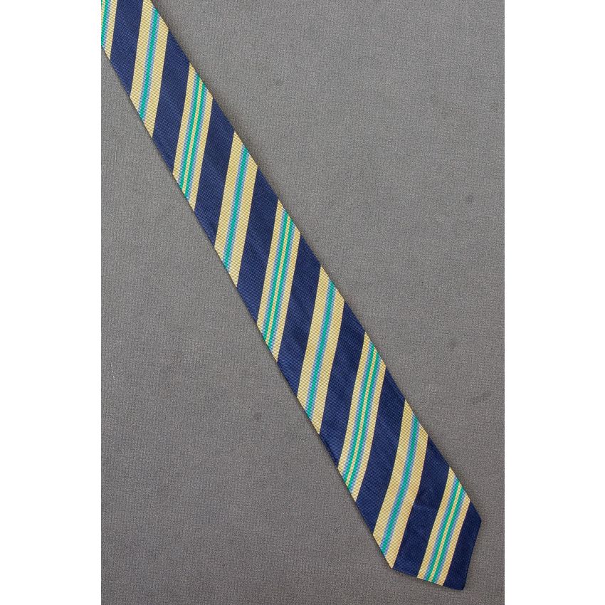 60's Navy, Green, Gold & Gray Skinny Striped Tie
