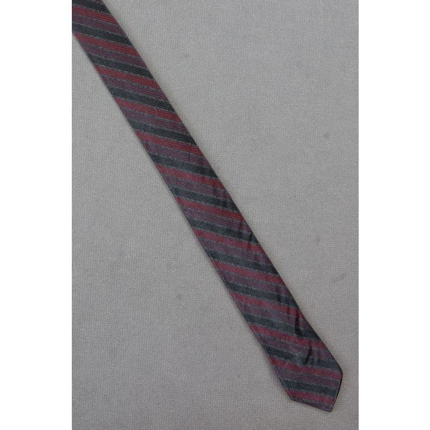Burgundy & Black Stripe - 60's Skinny Vintage Tie