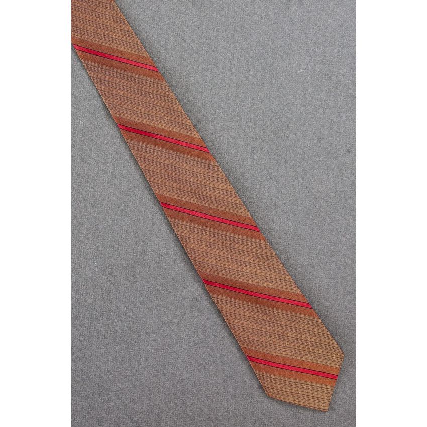 50's Skinny Mad Men - Brown & Red Striped Tie