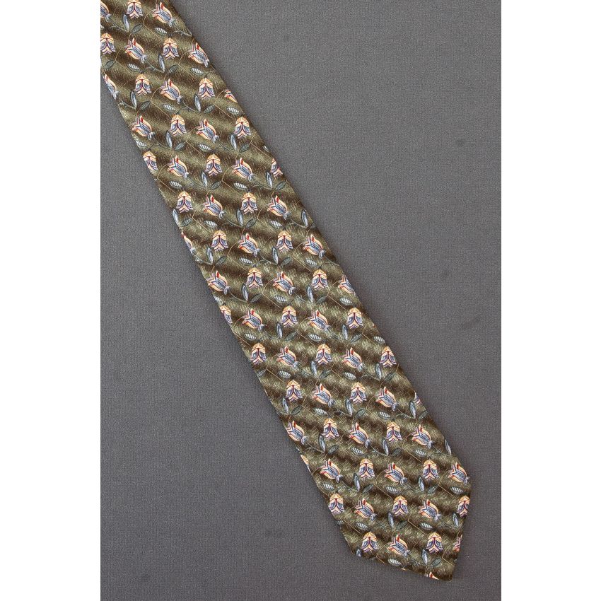 Flowers - Green Silk Ermenegildo Zegna Tie