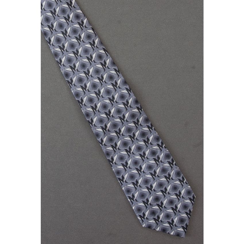 Flying Letter M - Gray Silk Initial Necktie
