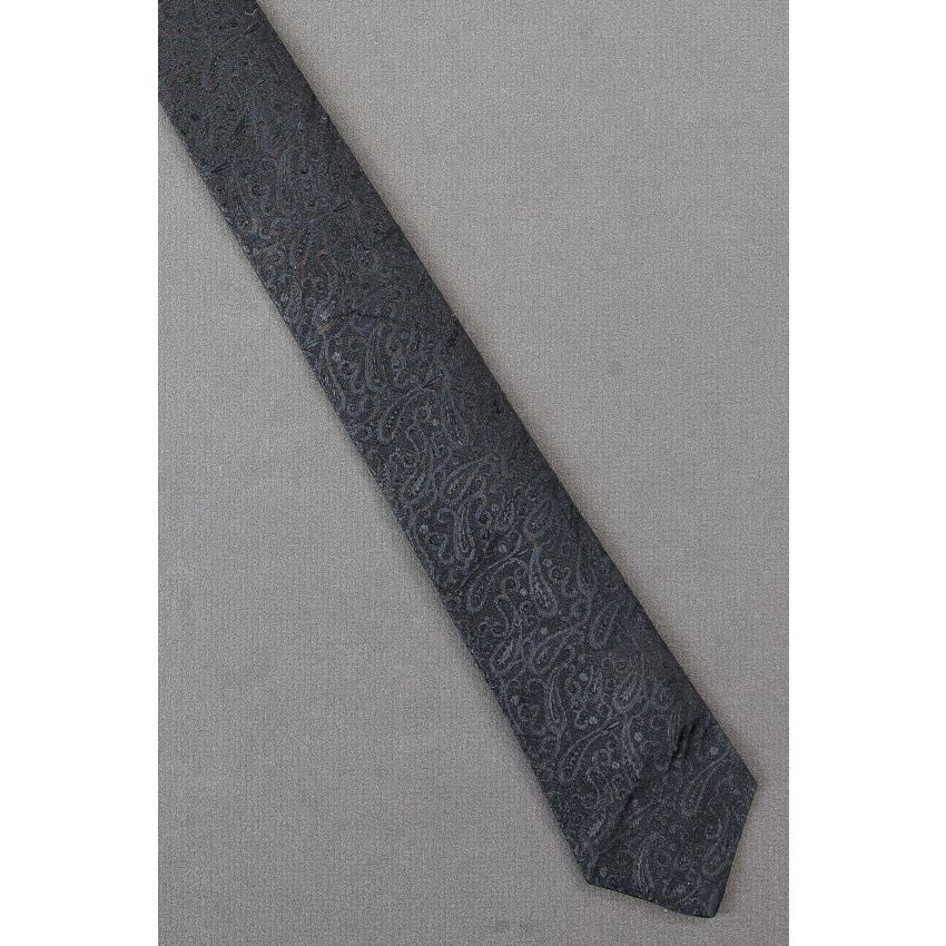 Paisleys Woven Into 80's Skinny Black Neck Tie