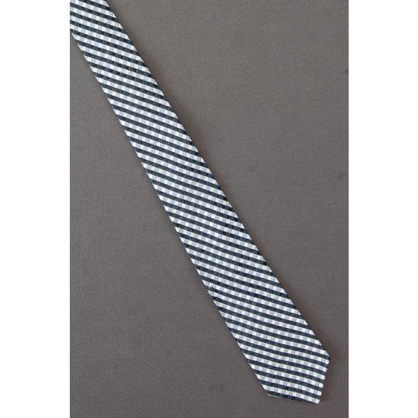 Blue, Black & White Check - 1950's Thin Tie
