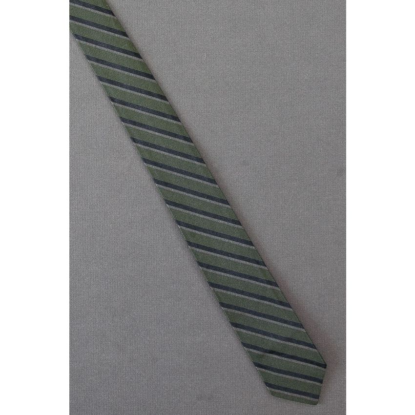 Green, Black & Gray Stripe - 60's Skinny Necktie