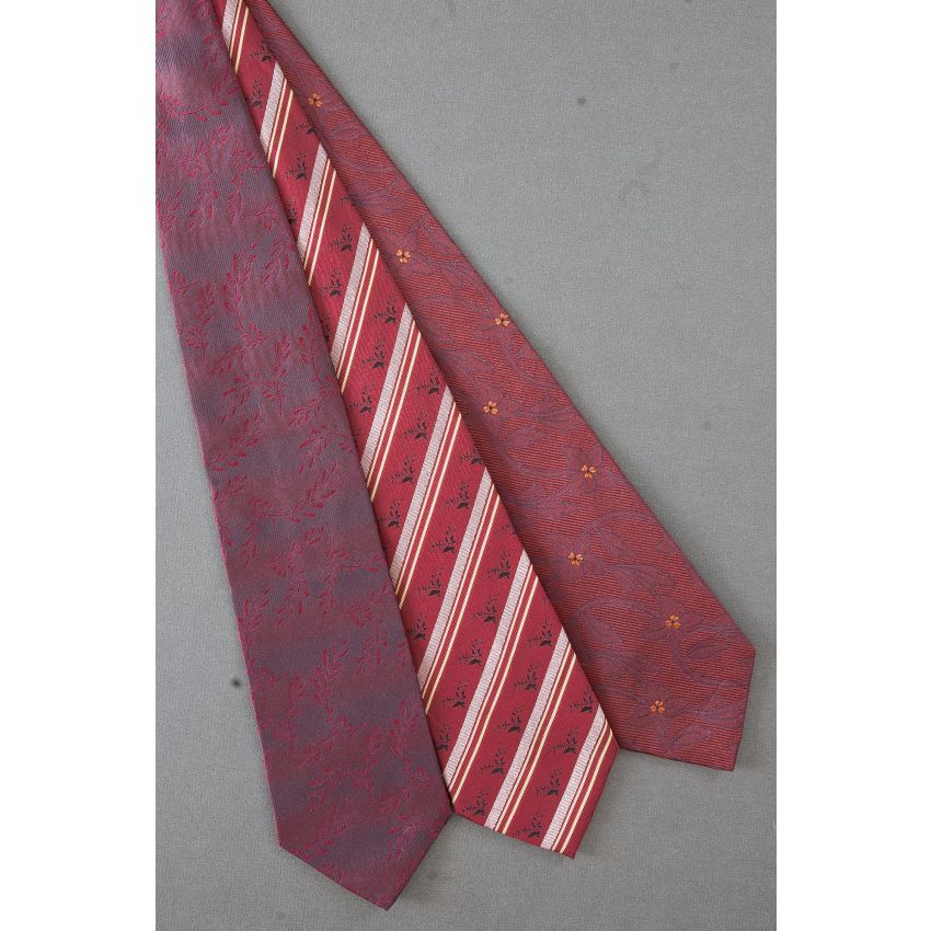 3 For $25 - Burgundy Flower & Leaves Ties