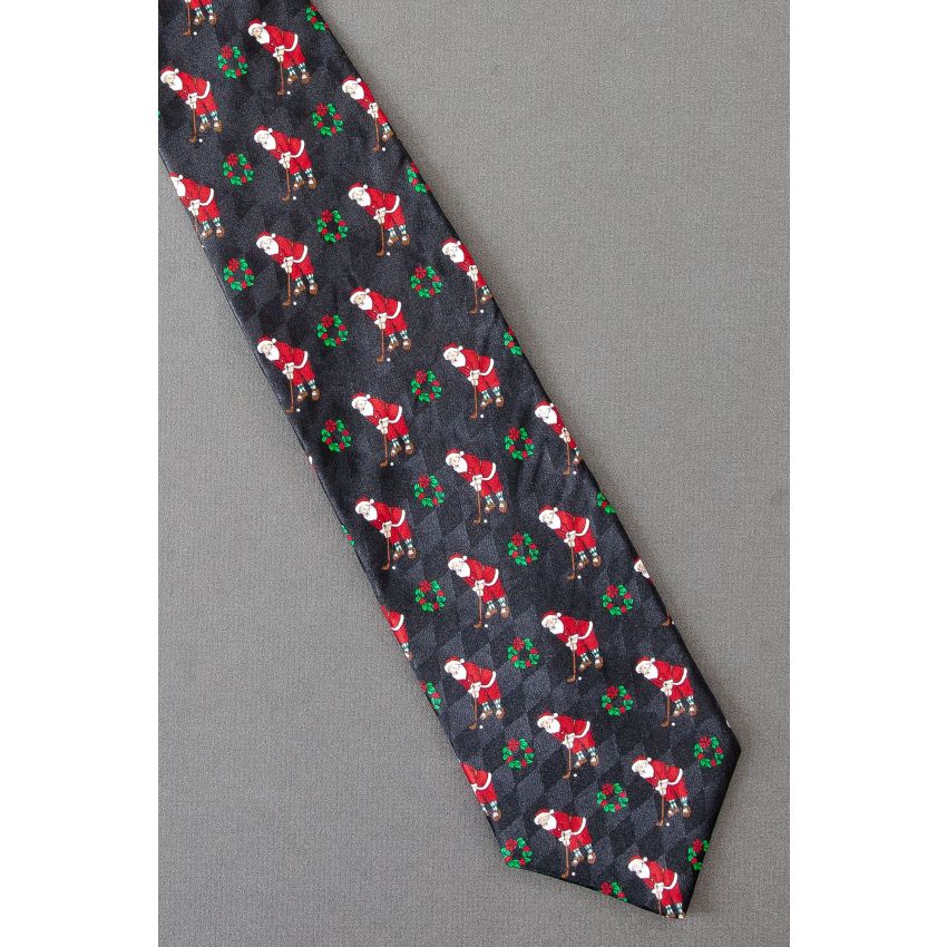 Santa Claus About to Take Golf Swing Necktie
