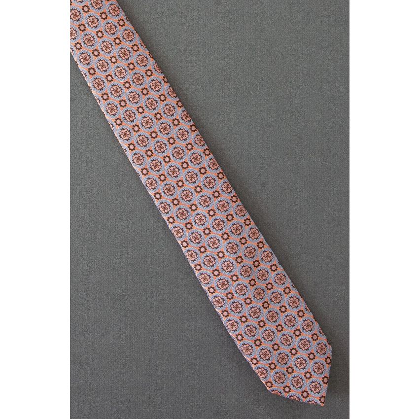 1980's Skinny Orange & Gray Geometric Necktie