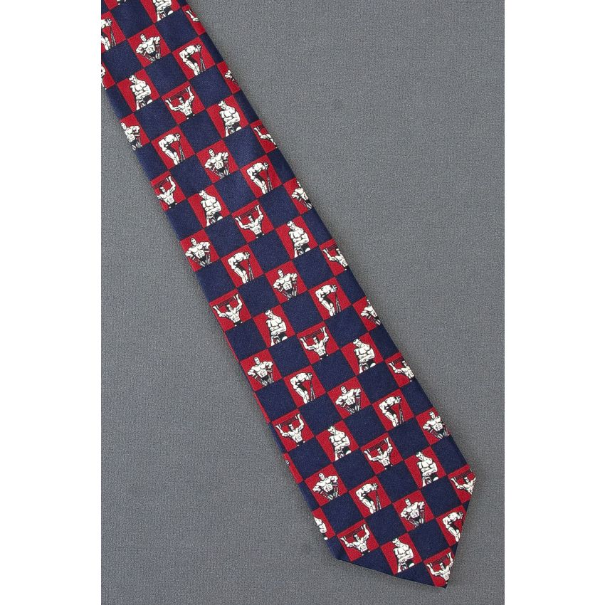 Bodybuilder - Red & Navy Silk Josh Bach Tie
